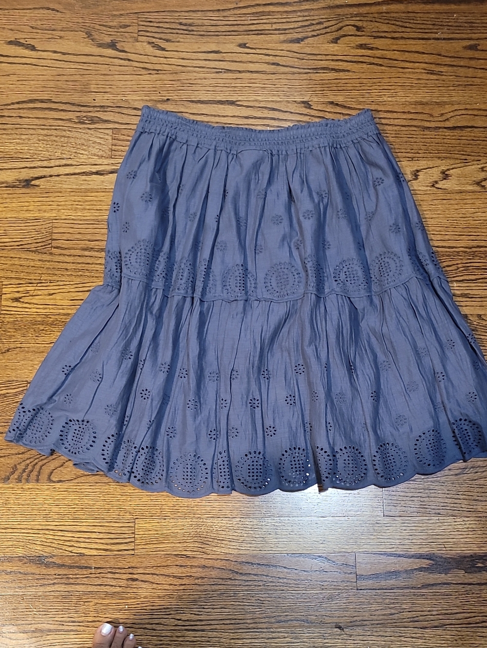 Lane Bryant Dusty Blue Eyelet Tiered Skirt